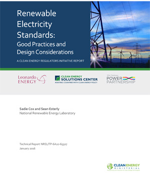 report cover: Renewable Electricity Standards: Good Practices and Design Considerations