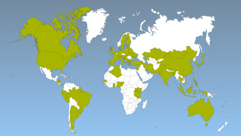 Map, showing countries with FIT policies highlighted