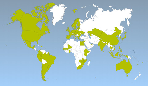 Map, showing countries with FIT policies highlighted